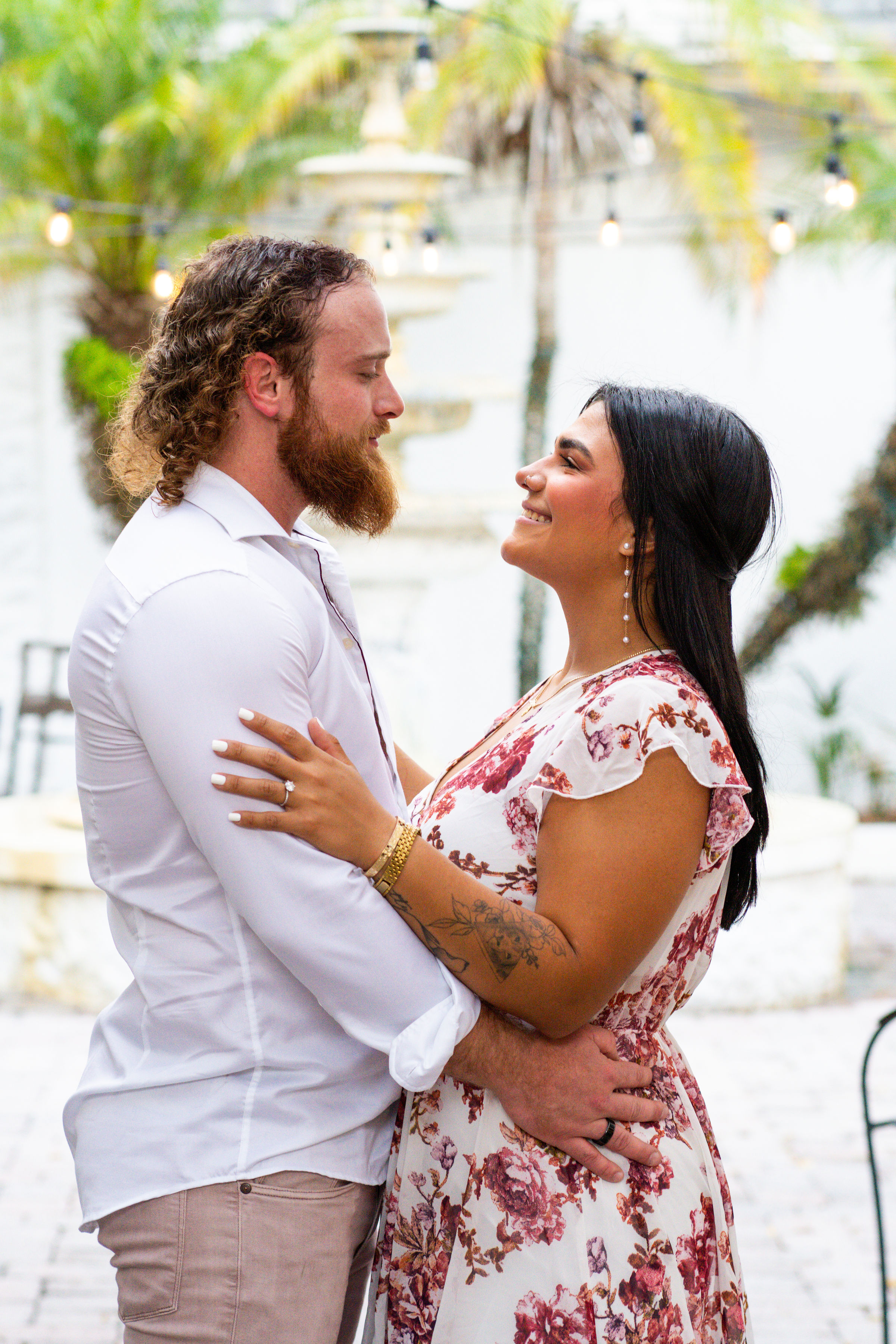 Ethan and Maria embracing romantically